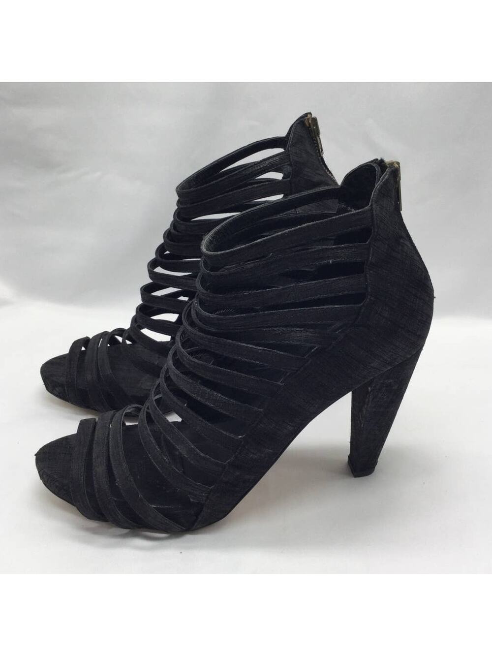 Loeffler Randall Strappy Black Zipper Heels Womens 11 B